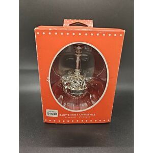 Carlton Heirloom Ornament 2017 Baby's First Christmas Engraved Metal Rattle